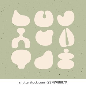 Abstract art styled icons different shapes drawing on brown background