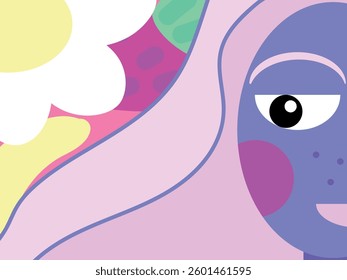 Abstract art. Sweet Summer girl. Colorful vector illustration.  Poster, painting, print, cover. 
