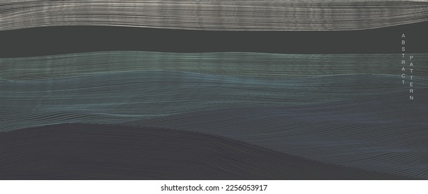 Abstract art template with curve pattern. Japanese background with line wave pattern vector. Mountain forest banner design in oriental style