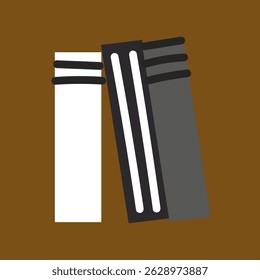 Abstract art with three vertical rectangles in white, black, and gray on a brown background. Minimalist design with geometric shapes and contrasting colors. Cute doodle vector.