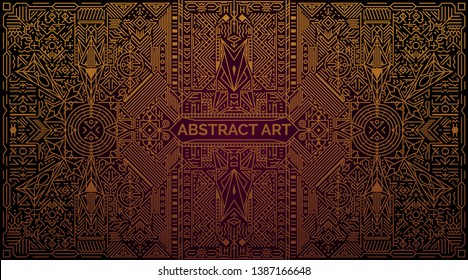 Abstract art. Trendy retro and vintage style background. Minimal geometric line luxury gold gradient design. Art deco vector illustration for cover card and poster. 