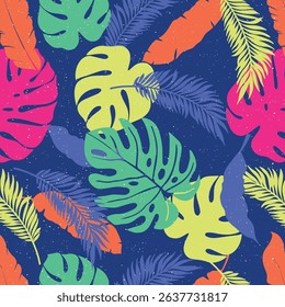 Abstract art tropical leaves background vector. Wallpaper design with watercolor art texture from palm leaves, Jungle leaves, monstera leaf, exotic botanical floral pattern.