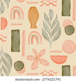 Abstract art tropical leaves background vector. Wallpaper design with watercolor art texture from palm leaves, Jungle leaves, monstera leaf, exotic botanical floral pattern.