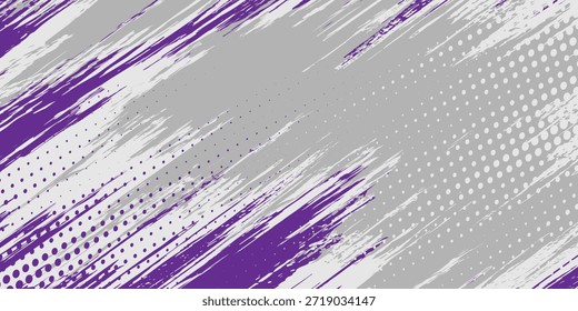 Abstract art using the main colors of purple, gray and white, with lines and small dots that create a sense of movement and energy that is free and natural, blending together perfectly.