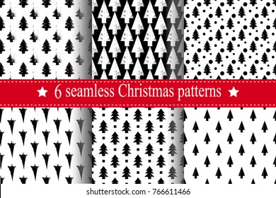 abstract art vector background. Christmas tree seamless pattern in modern geometry style.