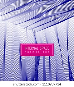 Abstract art vector background for modern trendy great design, line art surface textures, 3d dimensional space. Fantastic psychedelic trendy modern op art, optical dimensional illusion.