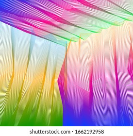 Fondo de arte abstracto vectorial para el moderno diseño moderno de gran diseño, texturas de superficie de arte de línea, espacio 3d dimensional. Fantástico arte moderno de moda psicodélico moderno, ilusión óptica dimensional.