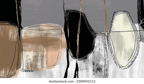 Abstract art vector illustration. Golden texture. Hand drawn vector illustration. Oil on canvas. Brushstrokes of paint. modern Art. Prints, wallpapers, posters, cards, murals, rugs, hangings, prints