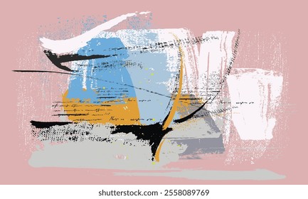 Abstract art vector illustration. Hand drawn vector illustration Oil on canvas. colorful paint brush stroke painting, Brushstrokes of paint. modern Art. Prints, wallpapers, posters.eps8