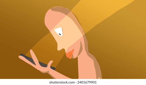 abstract art vector illustration of man with technology
