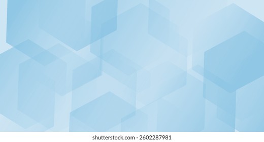 Abstract art vector illustration on soft blue background with hexagon shapes
