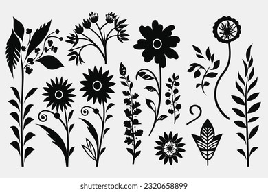 Abstract art vector illustration. silhouette set. Hand drawn vector illustration. black elements. modern Art. Prints, wallpapers, posters, cards, murals, rugs, hangings, prints