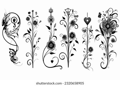 Abstract art vector illustration. silhouette set. Hand drawn vector illustration. black elements. modern Art. Prints, wallpapers, posters, cards, murals, rugs, hangings, prints