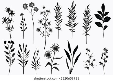 Abstract art vector illustration. silhouette set. Hand drawn vector illustration. black elements. modern Art. Prints, wallpapers, posters, cards, murals, rugs, hangings, prints