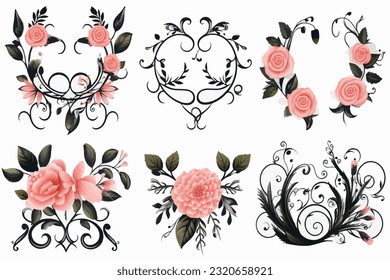 Abstract art vector illustration. silhouette set. Hand drawn vector illustration. black elements. modern Art. Prints, wallpapers, posters, cards, murals, rugs, hangings, prints