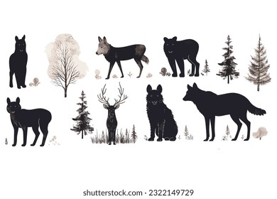 Abstract art vector illustration. SVG, black and white design, hand drawn vector illustration. black elements. modern Art. Prints, wallpapers, posters, cards, murals, rugs, hangings, prints