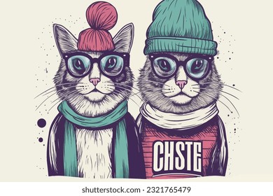 Abstract art vector illustration. Watercolor painting, children's wallpaper. Hand drawn vector illustration. Stylish cats, modern art, prints, wallpapers, posters, cards, murals, carpets, hangings