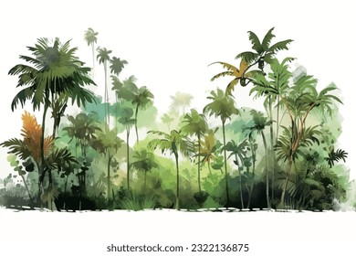 Abstract art vector illustration. Watercolor painting, children's wallpaper. Hand drawn vector illustration. Tropical, leaves, flowers. modern Art. Prints, wallpapers, posters, cards, murals, rugs