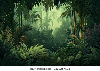 Resumen de ilustración vectorial de arte. Pintura acuarela, papel pintado para los niños. Plantas dibujadas a mano. Palmeras, selva tropical, hojas, flores. Arte moderno: impresiones, papel pintado, carteles, tarjetas, murales