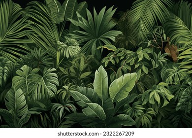 Abstract art vector illustration. Watercolor painting, children's wallpaper. Hand drawn plants. Palms, rainforest, leaves, flowers. modern Art. Prints, wallpapers, posters, cards, murals