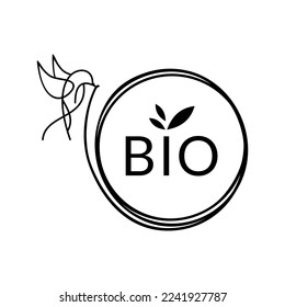 abstract art vector logo design of bird, leaf, circle in black and white colors