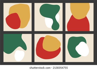 Abstrakter Kunstvektor. Moderne Tapete-Kunst runder Form. Minimalistische handgemalte Illustrationen von hellen Flecken für die Innendekoration, Wandkunst, Hintergrund sozialer Medien.