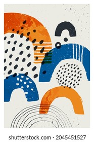 Abstract art vector poster. Vintage abstract geometric print for wall decoration. Vector hand-painted illustration