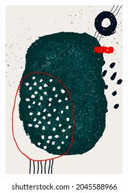 Afiche abstracto de vectores de arte. Impresión geométrica abstracta vintage para la decoración de las paredes. Ilustración de vectores pintada a mano