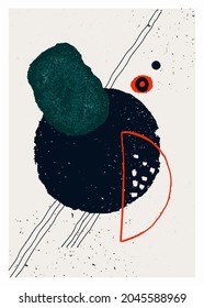 Abstract art vector poster. Vintage abstract geometric print for wall decoration. Vector hand-painted illustration