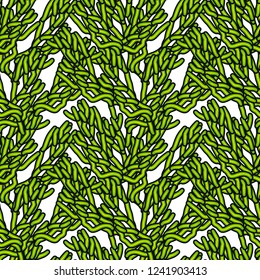 Abstract art vector seamless pattern hand drawn green splinters on a white background for ceramic tiles, textile, wrapping, furnishings, upholstery, cover page, banner, web site, wall decor.