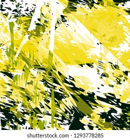 Abstract art vector seamless pattern. Textured streaks, strokes, splashes and spots in green color range. Background for design, textile, wallpaper, wrapping, cover page, web, card, carton, print.