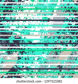 Abstract art vector seamless pattern. Multicolored stripes on textured background in blue color range. Template for design, textile, wallpaper, wrapping, covering, web, card, carton, banner.