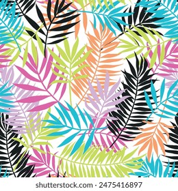 Abstract art vibrant colors tropical line art leaves background vector. Wallpaper design with leaves shapes doodle linear leaf. modern botanical floral pattern