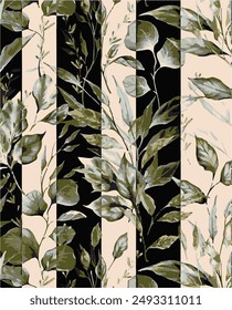 Abstract art vintage colors tropical line art leaves background vector. Wallpaper design with leaves shapes and scribble doodle linear leaf. vintage botanical floral pattern