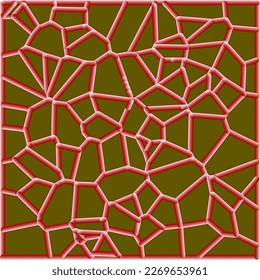 Abstract Art with Voronoi Grid in white and red.
