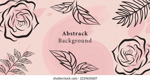 Abstract art watercolor background and flower, watercolor pink background vector, Wallpaper design with floral paint brush flower art