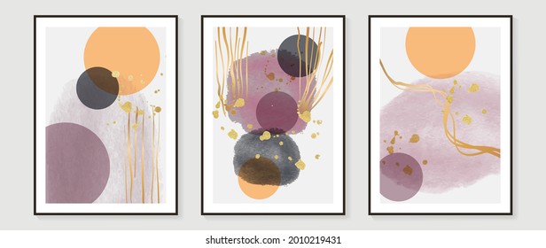 Abstract art watercolor background vector. Minimal hand painted watercolor and line art illustration.  Design for wall decoration, wall arts, cover, postcards, brochure. 
