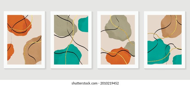 Abstract art watercolor background vector. Minimal hand painted watercolor and line art illustration.  Design for wall decoration, wall arts, cover, postcards, brochure. 
