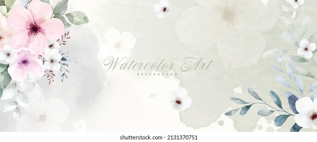 Abstract art watercolor flowers painting for background. Banner collection of botanical watercolor vector. suitable for Wedding decoration, greeting card, cover, header, or wall decoration.