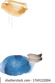 Abstract art with watercolor texture background vector. Brush stroke elements. Stone and rock contemporary template in Asian style.