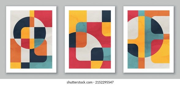 Arte abstracto, textura acuarela, fondo geométrico. Diseño para afiches, decoración de pared, cubierta, plantilla de vector EPS10, conjunto