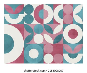 Abstract art, watercolor texture, geometric background. Design for poster, wall decoration, cover, EPS10 vector template