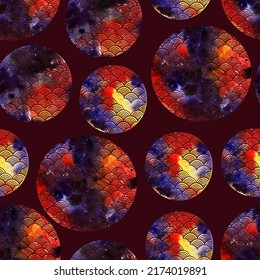 Abstract art with watercolor texture. Vector illustration. Blue and yellow color retro patterned japanese ocean wave. Dark background, wallpaper