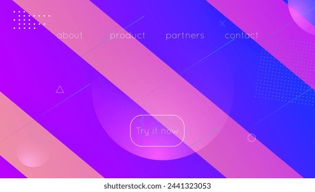 Abstract Art. Wavy Summer Design. Blue Vibrant Banner. Vector Shape. Round Gradient Template. Horizontal Ux. Dark Landing Page. Purple Abstract Art
