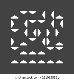 Abstract art with white triangles in different orientations on black background