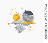 Abstract art wireframe background. Modern science or technology art elements. Surface illustration. Hand made vector.