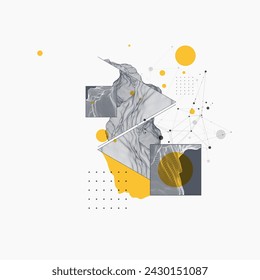 Abstract art wireframe background. Modern science or technology art elements. Surface illustration. Hand made vector.