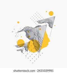 Fondo de alambre de arte abstracto. Elementos de arte de ciencia o tecnología moderna. Ilustración de superficie. Vector hecho a mano.