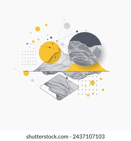 Abstract art wireframe background. Modern science or technology art elements. Surface illustration. Hand made vector.