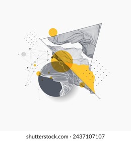 Abstract art wireframe background. Modern science or technology art elements. Surface illustration. Hand made vector.